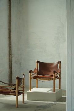 Arne Norell, Paar Sirocco Lounge Stühle, Leder & Esche, AB Aneby, 1960er Jahre