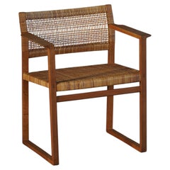 Børge Mogensen BM62 Armchair in Oak & Woven Cane, Danish Mid Century, 1958