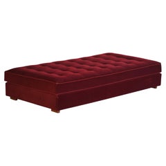 Art Deco Daybed in Deep Red Velour with Teak Feets, Danish Cabinetmaker, 1940s
