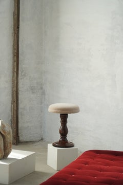 Tabouret de piano ancien réglable, en mohair beige, Scandinavie, début du XXe siècle