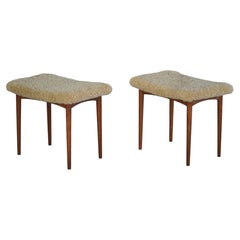 Pair of Danish Mid-Century Modern Stools in Oak & Lambswool, 1960s