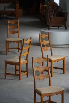 Set di 6 sedie da pranzo con schienale alto in Oak, Modernità danese, Henning Kjærnulf, anni '60