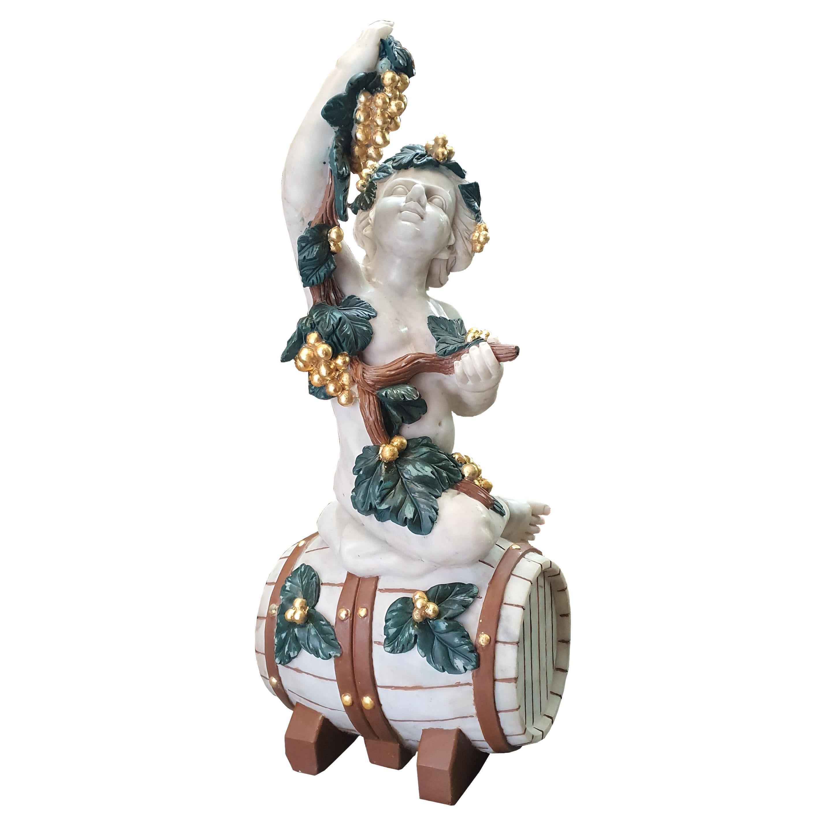 Statuarische Marmorskulptur des 19. Jahrhunderts Cherub Bacchus