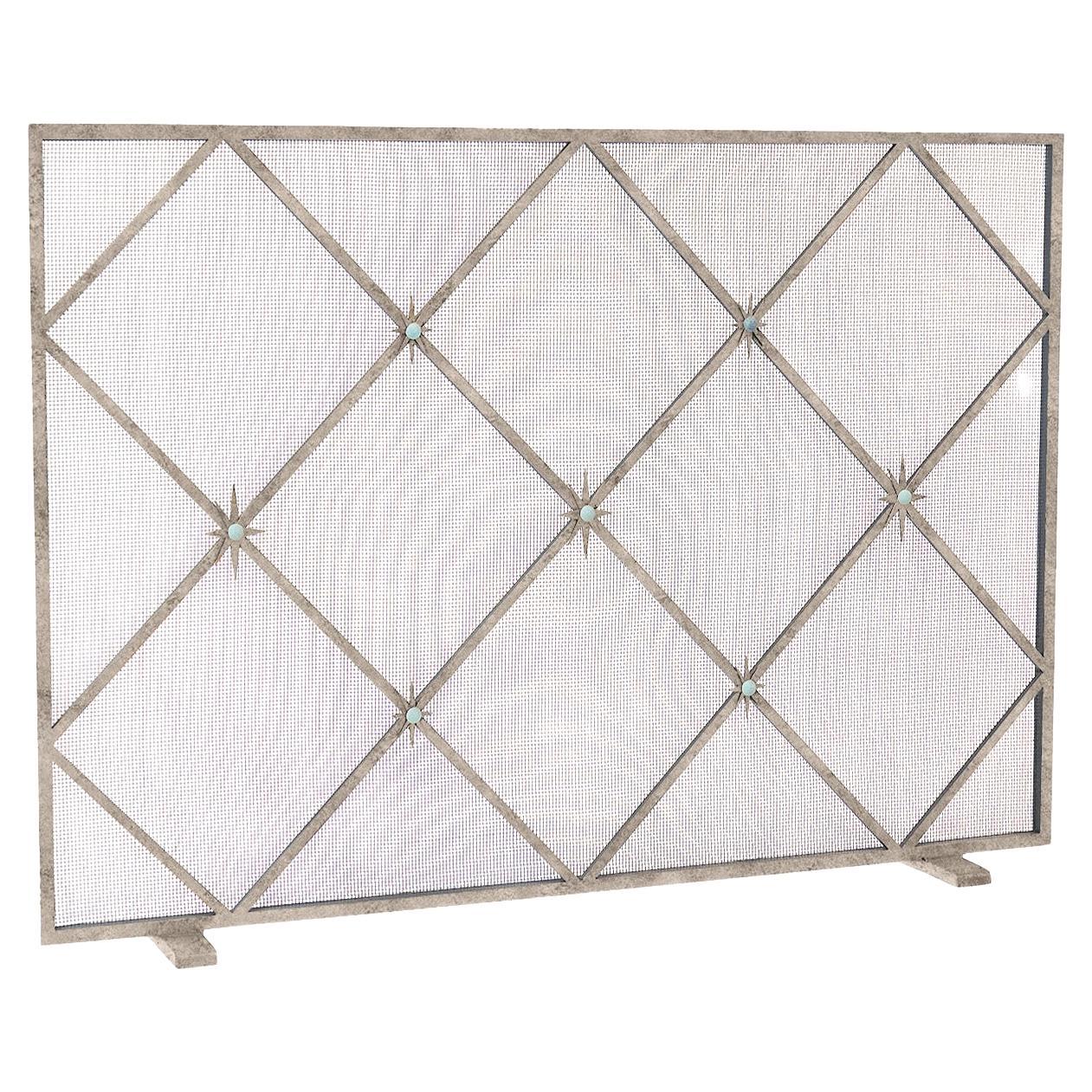 Celeste Fireplace Screen in Aged Silver For Sale