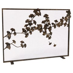 Pare-étincelles Ginkgo en noir frotté d'or