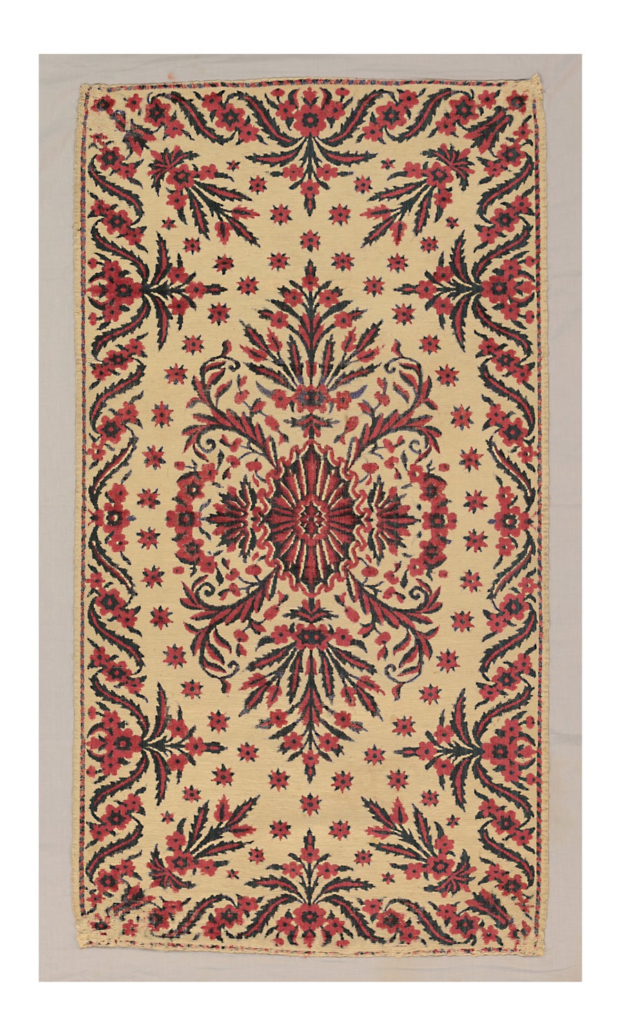 Antique Turkish Ottoman Beige Background Color Textile, 19th Century