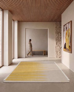 Ada Contemporary Modern Kilim Rug, Wool Handwoven Sand & Yellow