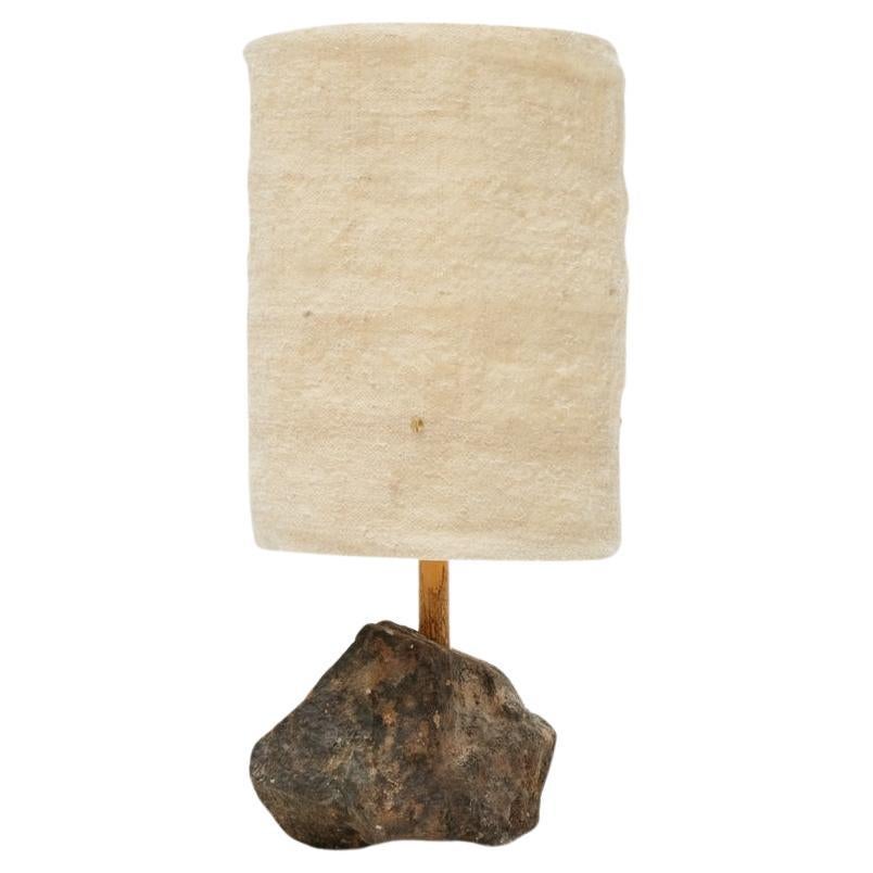 Hjra Table Lamp, Handspun and Handwoven wool lampshade, Made of Rock and Reed For Sale