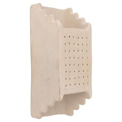 White contemporary Ceramic Wall Light Made of local Clay, natural pigments