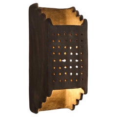 Contemporary Organic Modern Moroccan Handmade Terracotta Brown Ceramic Wall Lamp