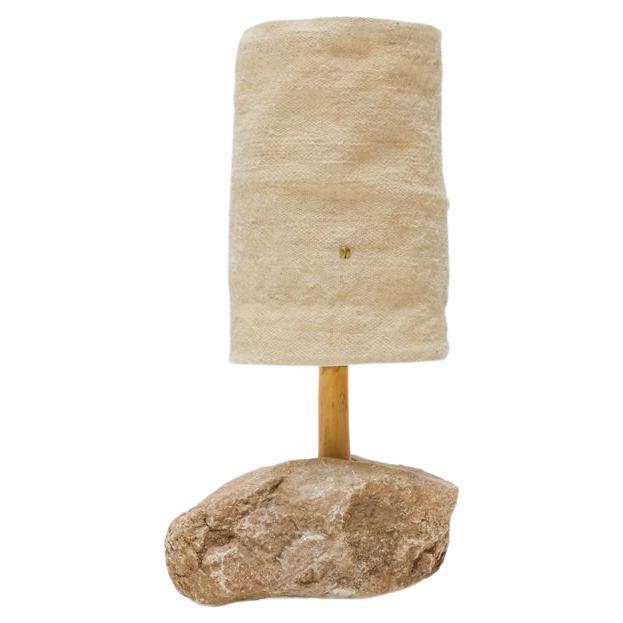 Hjra Table Lamp Small, Handspun, Handwoven wool Lampshade, Made of Rock & Reed For Sale