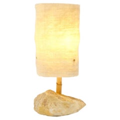 Contemporary Organic Modern Moroccan Handmade Stone Wool Reed Table Lamp