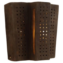 Contemporary Organic Modern Moroccan Handmade Terracotta Brown Ceramic Wall Lamp
