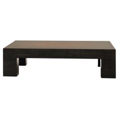 Rectangular coffee table in flame-lacquered wood, 1980's