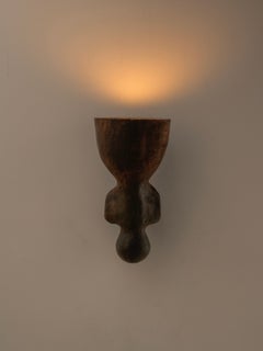 Contemporary Organic Modern Moroccan Handmade Terracotta Brown Ceramic Wall Lamp