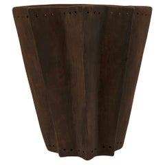 Contemporary Organic Modern Moroccan Handmade Terracotta Brown Ceramic Wall Lamp