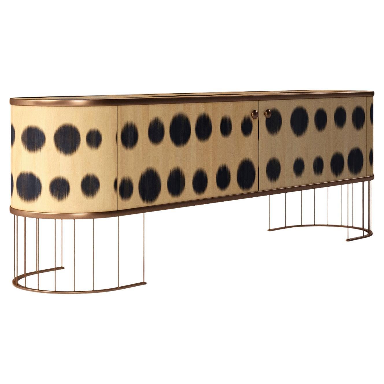 High-End Plywood Sideboard Bugs with Brass Legs for Bright Emotional Interior For Sale