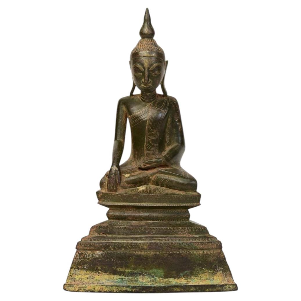 17th Century, Shan, Antique Burmese Bronze Seated Buddha