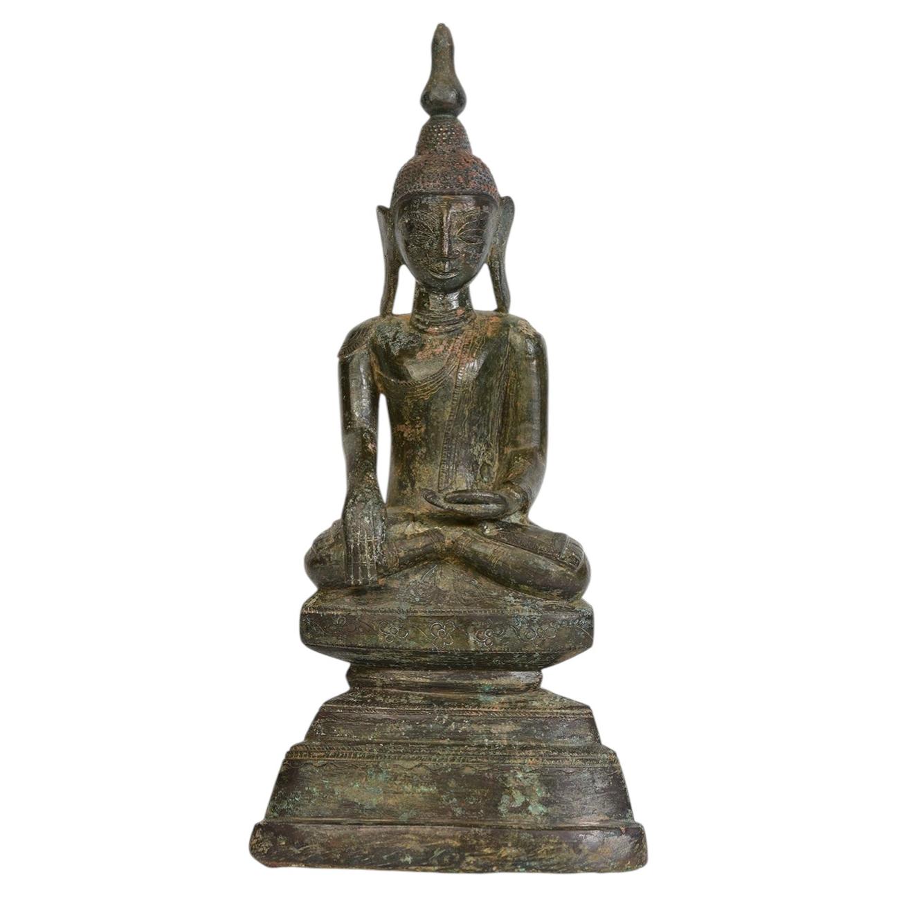 17th Century, Shan, Antique Burmese Bronze Seated Buddha