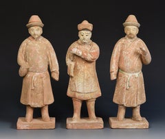 Ming Dynasty, A Set of Antique Chinese Pottery Court Man