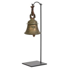19th Century, Antique Burmese Bronze Bell with Stand