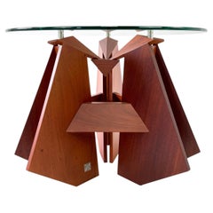 Valentina Sculptural Foyer Center Table in Solid wood and Glass by Pierre Sarkis