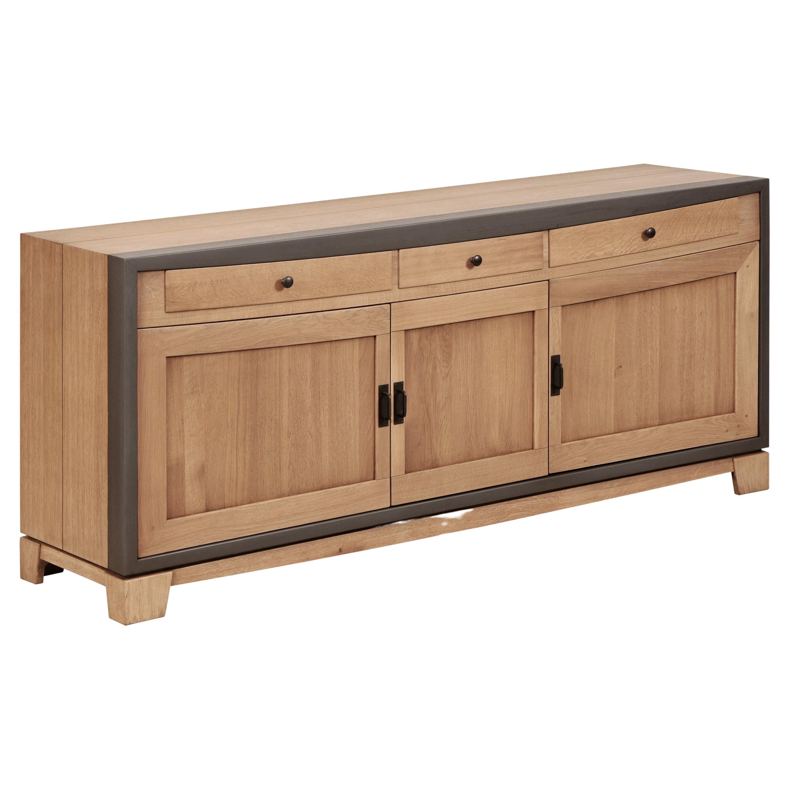 3 Doors Contemporary Sideboard in Oak, 100% Made in France