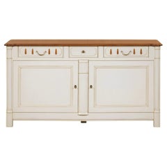 French Tradition 2-door sideboard in herry, 3 Drawers and white-cream lacquered