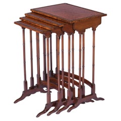Early 19th Century English Nest of Amboyna Quartette Tables