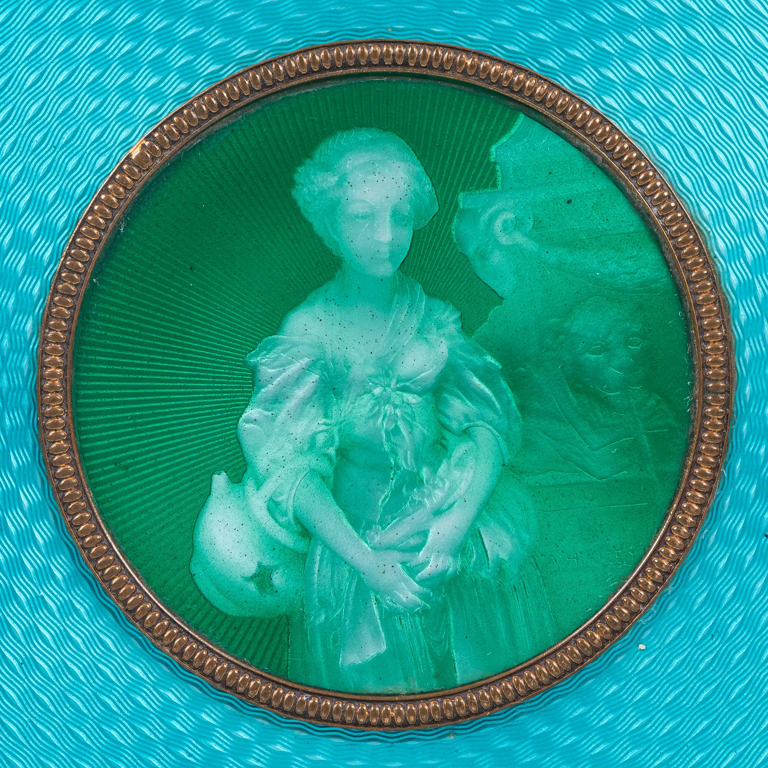 Louis XVI 19th Century French Gilt Bronze and Guilloché Enamel Portrait Box For Sale