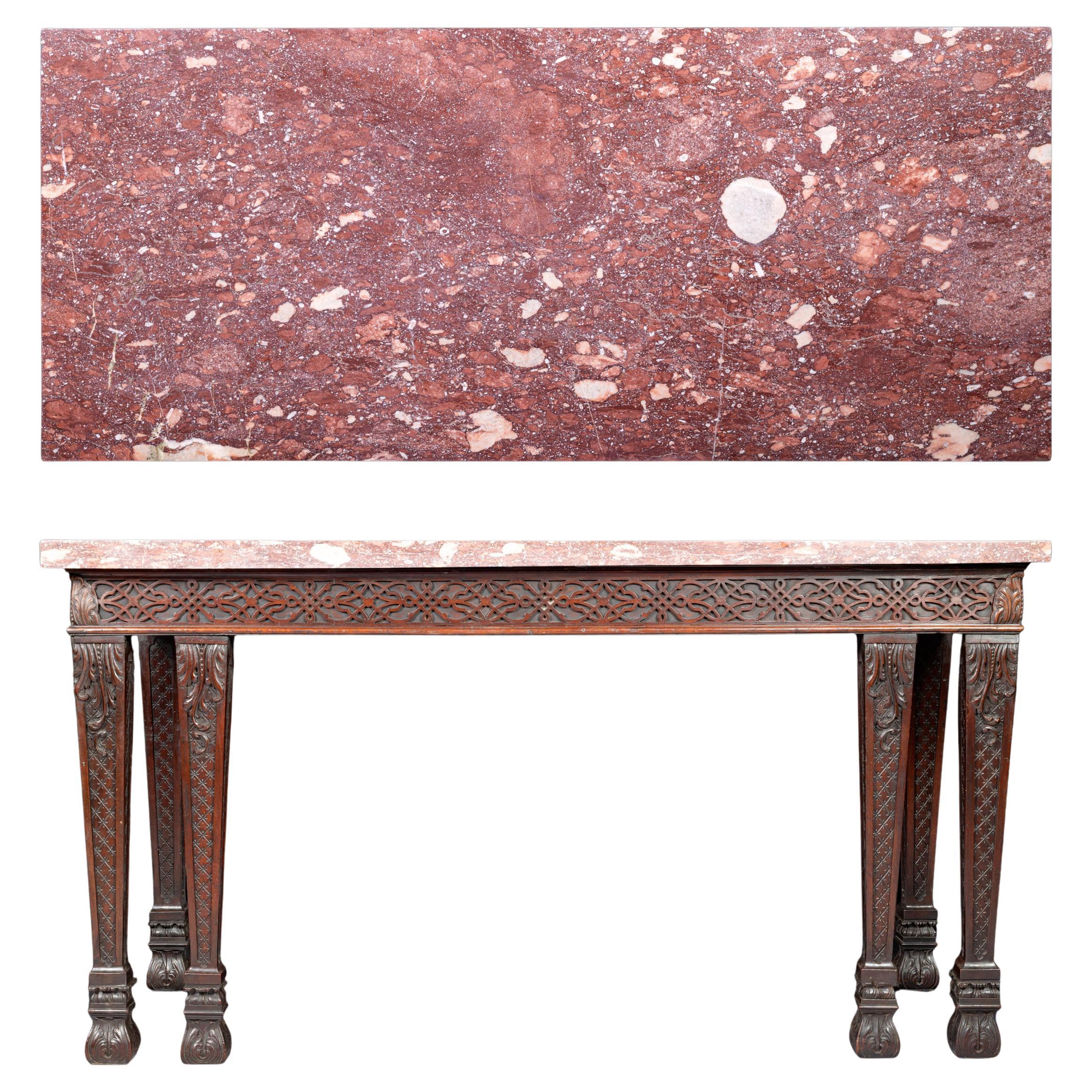 Late 18th Century English Marble Top Console / Side Table For Sale