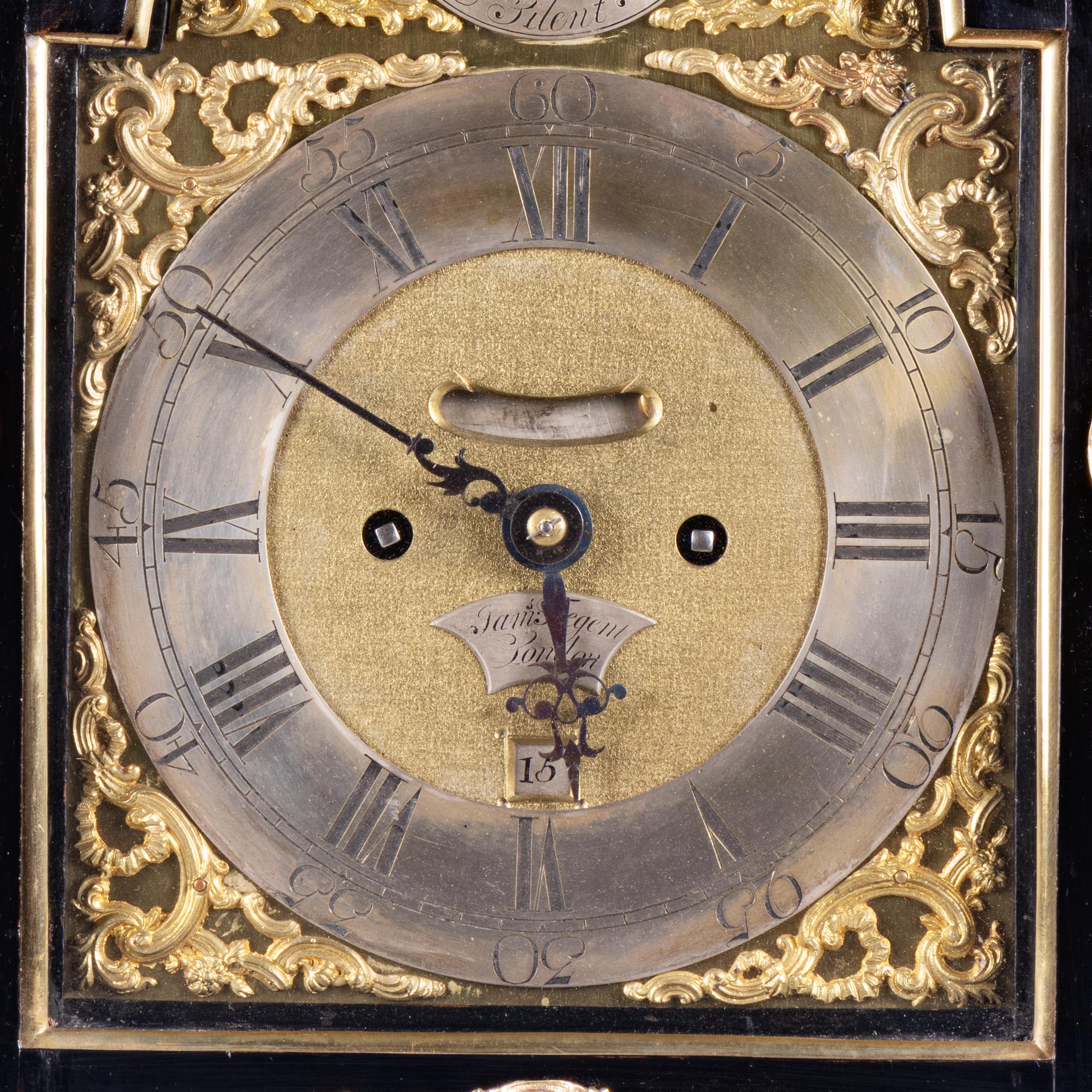 Ebonized 18th Century English George III Ebonised Bracket Clock by Sam Tregent, London For Sale