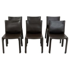 Set of 6 Mario Bellini for Cassina Cab chairs Model 412, dark brown