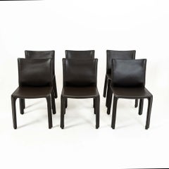 Set of 6 Mario Bellini for Cassina Cab chairs Model 412, dark brown