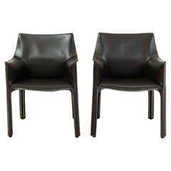 A Pair of Mario Bellini for Cassina Cab chairs Model 413, dark brown, 1990s