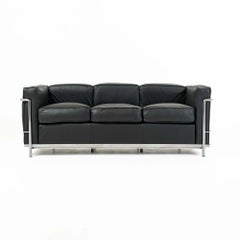 Le Corbusier for Cassina LC2 Three-Seater Sofa Bernhardt Elan Black leather
