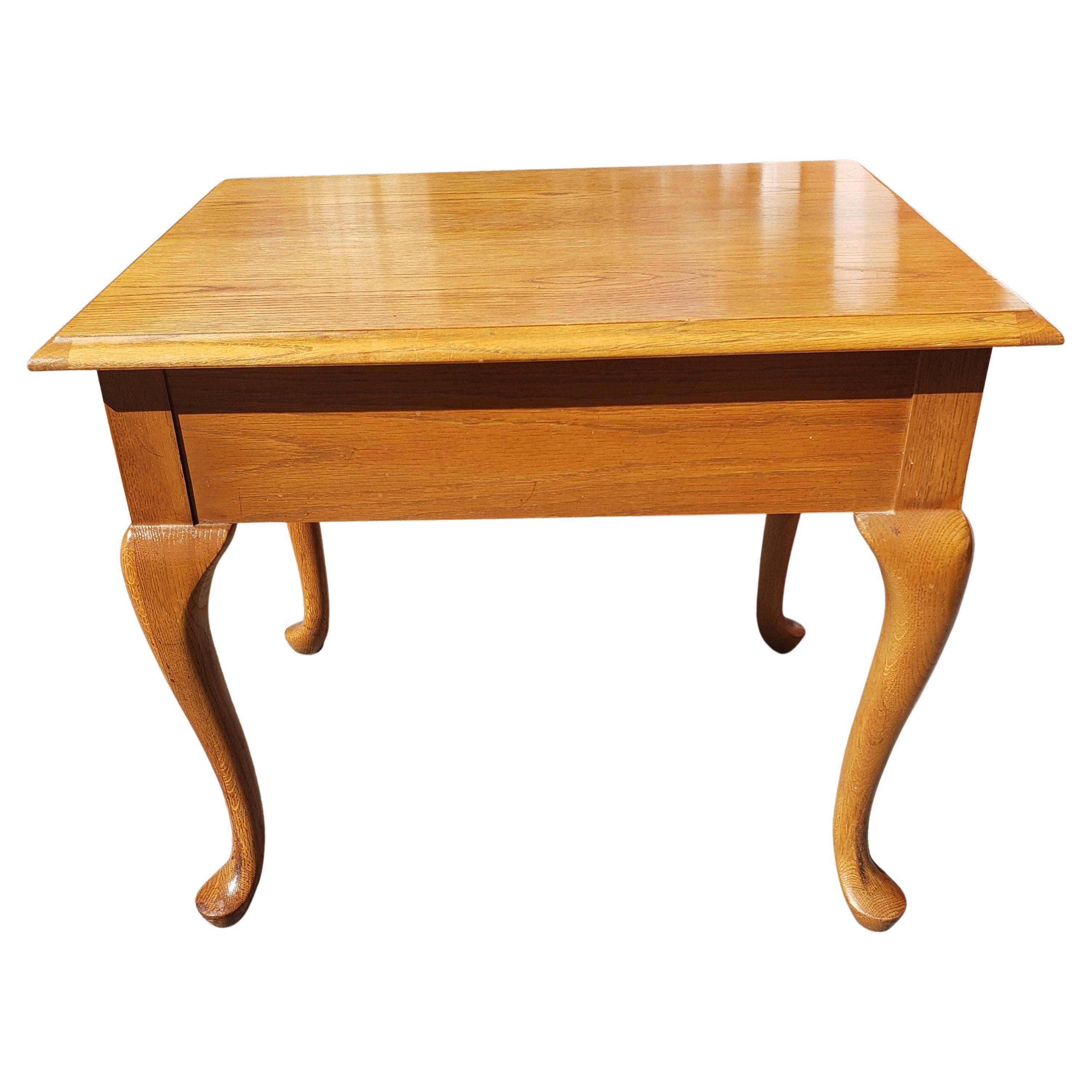 Mid-Century Modern Thomasville Impressions Solid Oak Queen Anne Side Tables