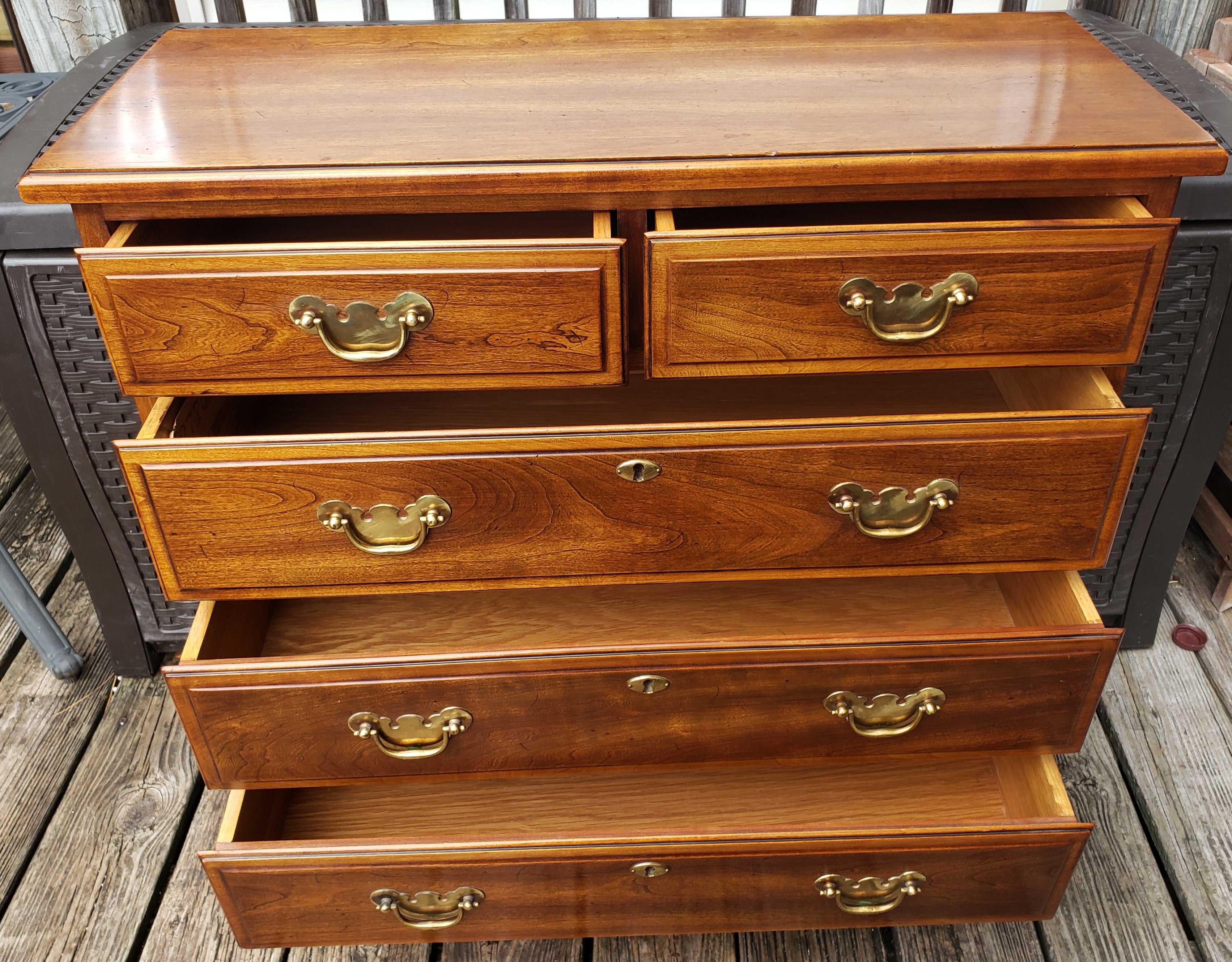 Woodwork Vintage Statton Trutype Americana Oxford Cherry Dresser Chest For Sale