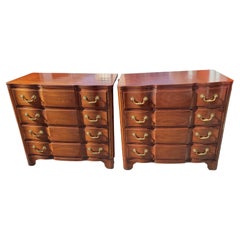 Vintage John Widdicomb Oxford Finish Mahogany Block Front Bachelor Chests, a Pair