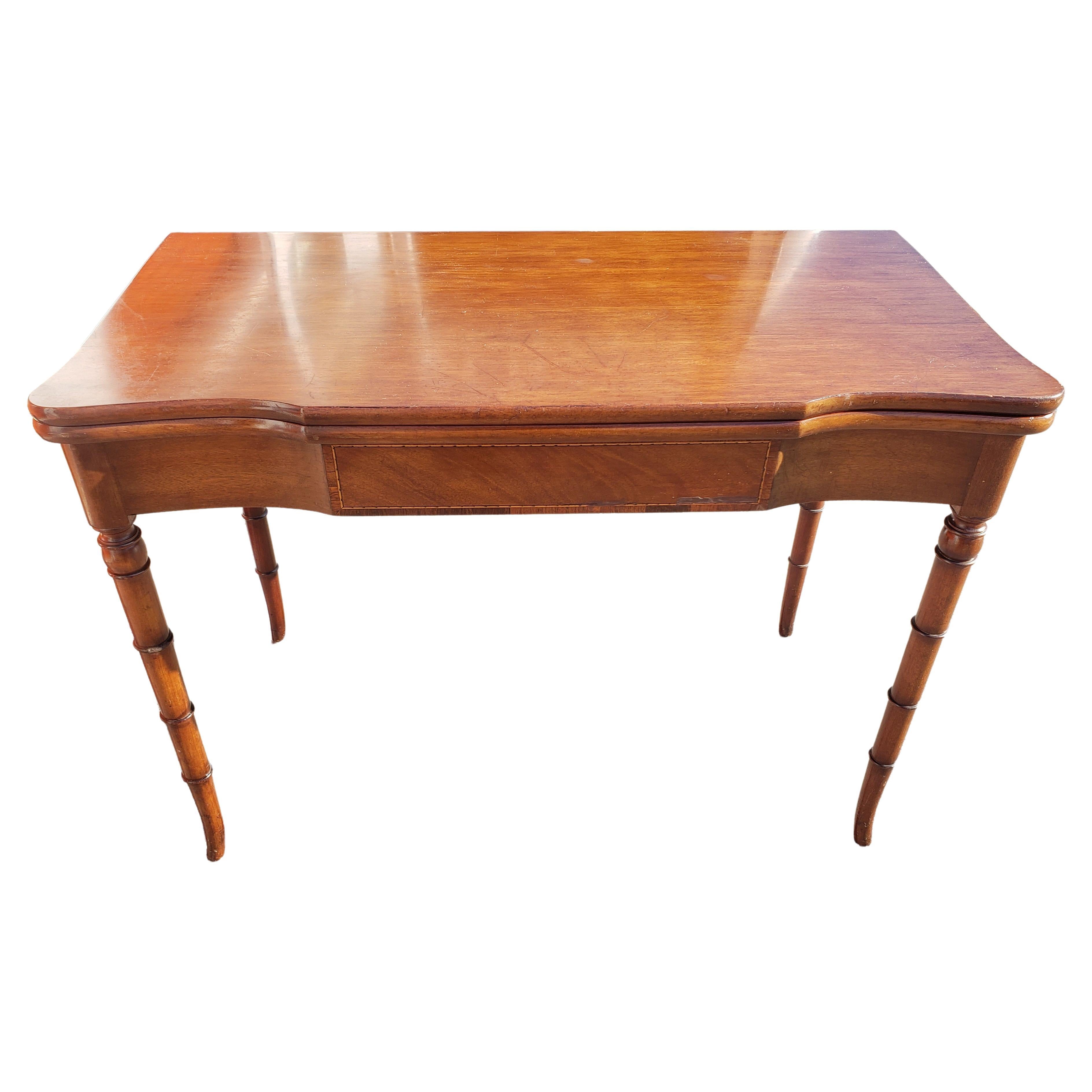 Woodwork Three in One Faux Bamboo Solid Walnut Console, Game and Dining Table