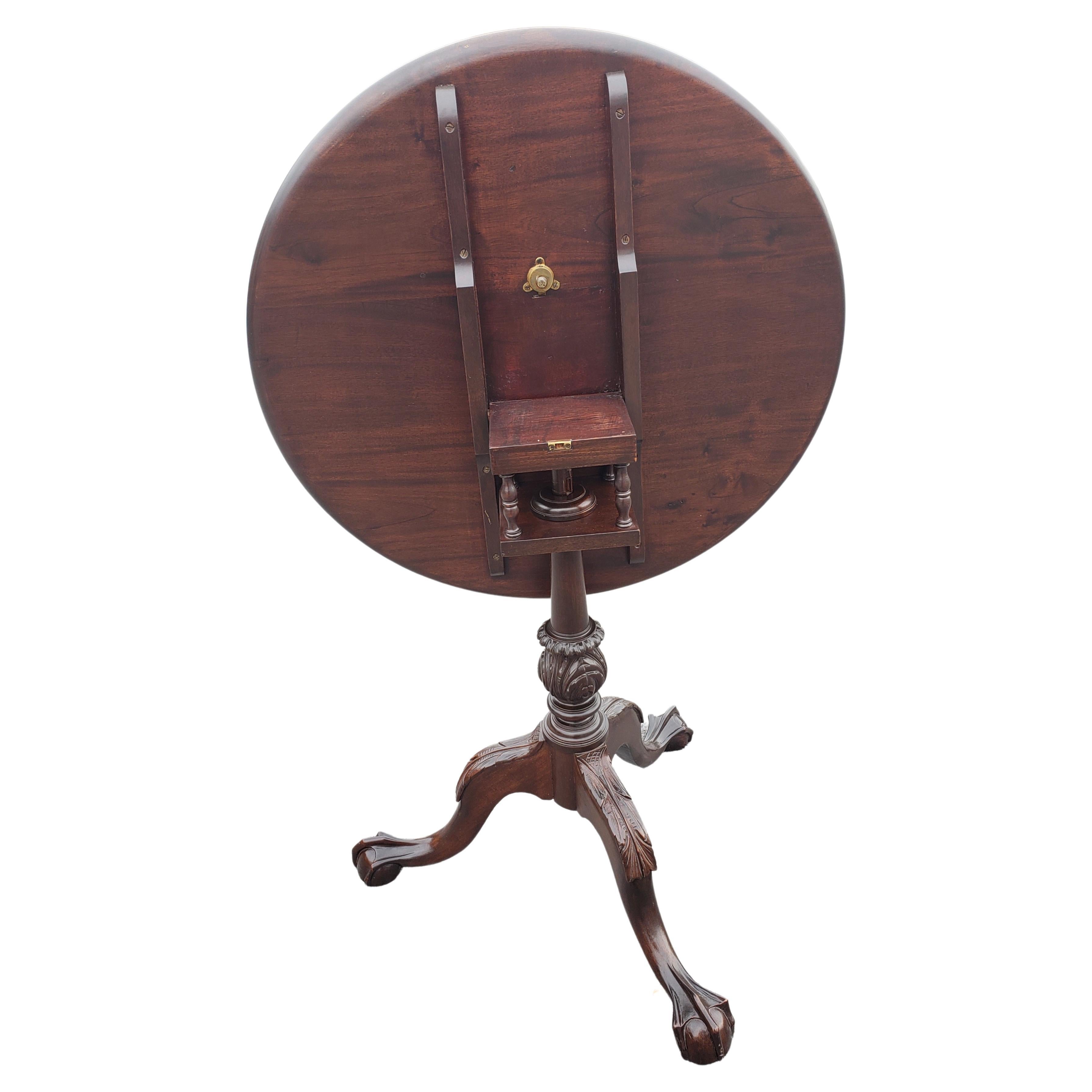 18th Century Chippendale Birdcage Mahogany Pie Crust Tilt-Top Tea Table For Sale 1