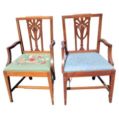 Vintage Copenhaver's Furniture Ornate Chippendale Armchairs, Circa 1950s -a Pair