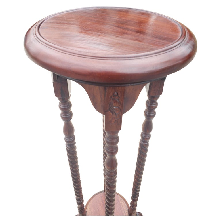 Vintage Victorian Style Mahogany Barley Twist Legs Plant Stands, a Pair For Sale at 1stDibs