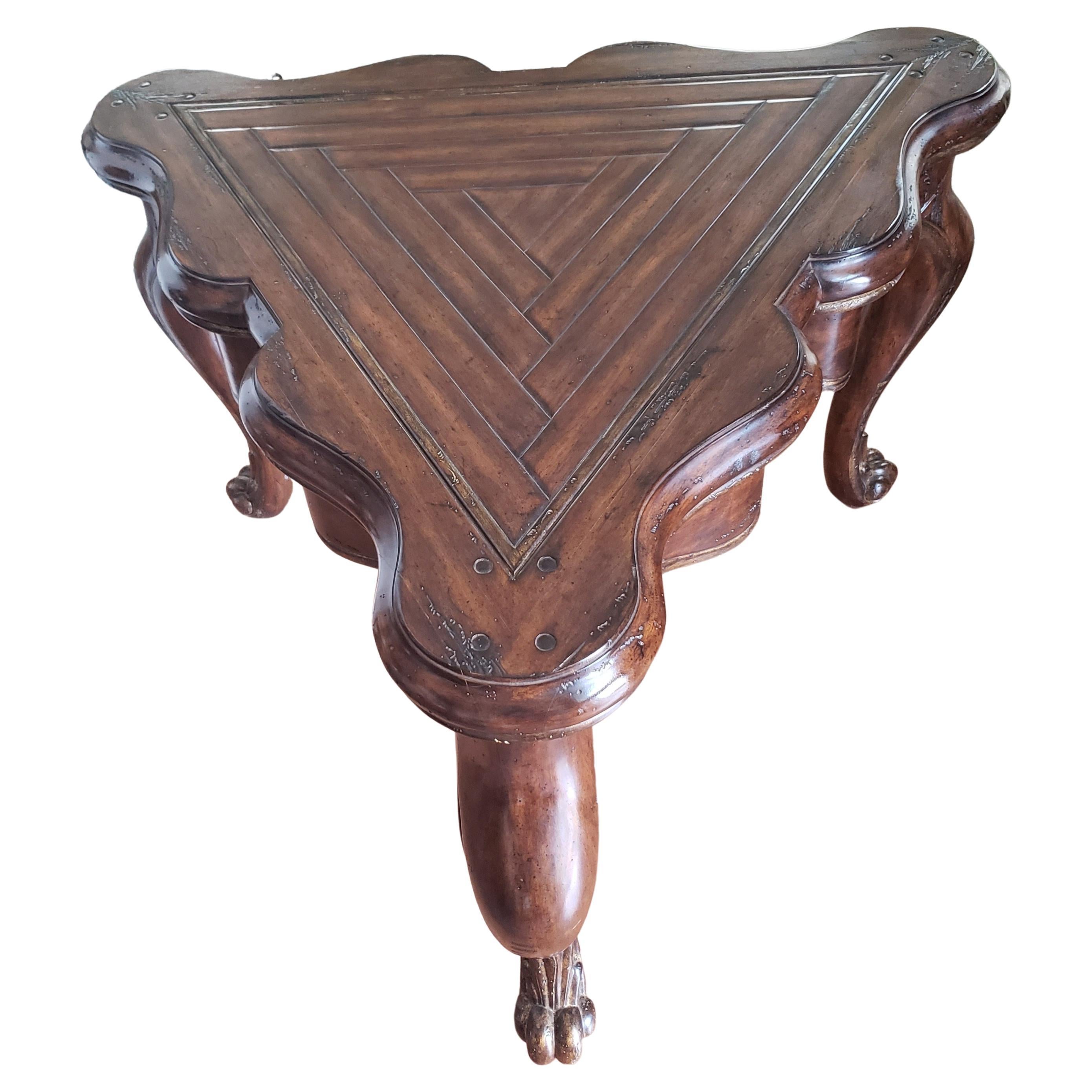 Marge Carson Mahogany Loire Serpentine Triangular Side Cocktail Center Table