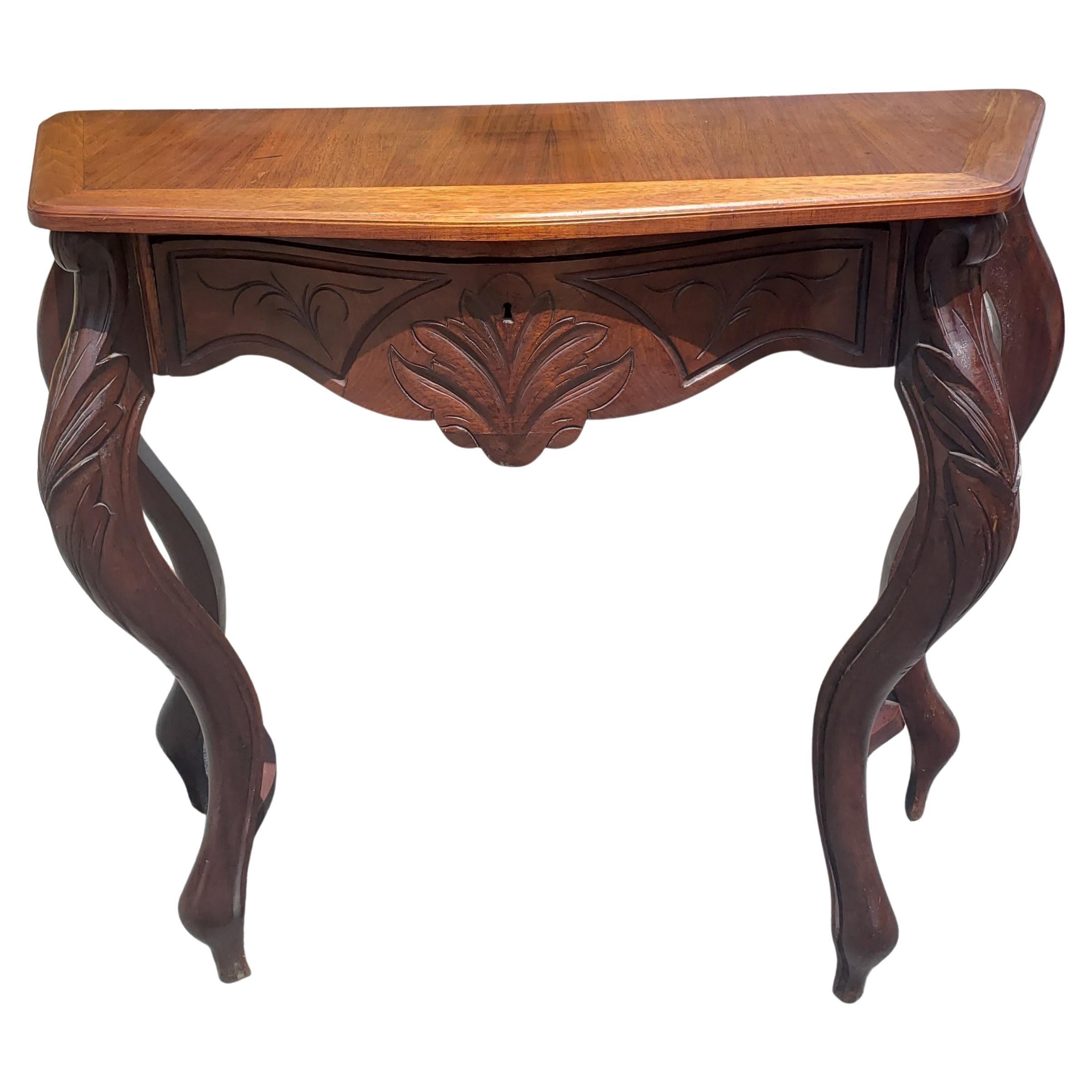 Victorian Rococo Style One Drawer Mahogany Console Table, circa 1890s For Sale