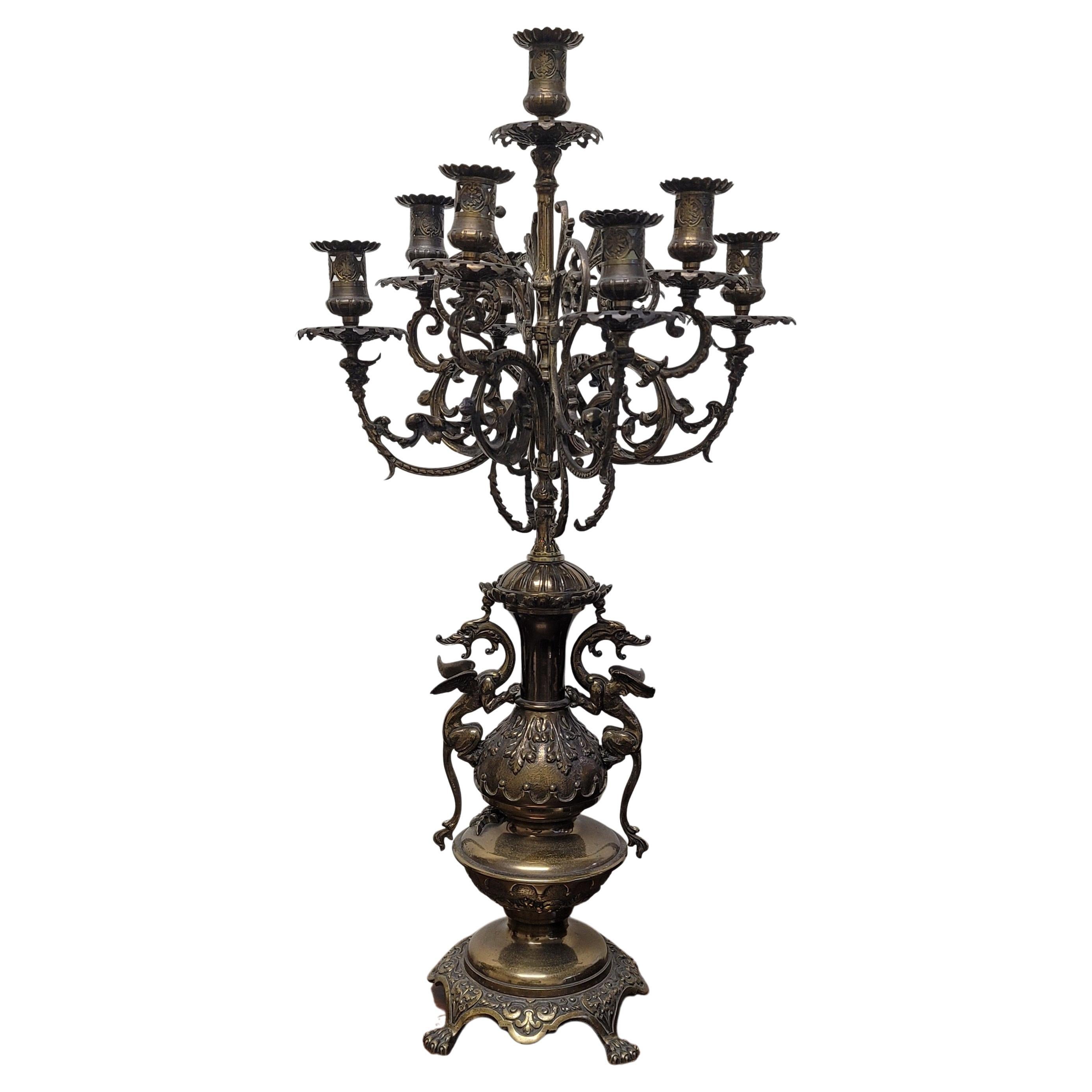 20ième siècle Ensemble de chandeliers Empire belge en métal doré, trois pièces de garniture en vente
