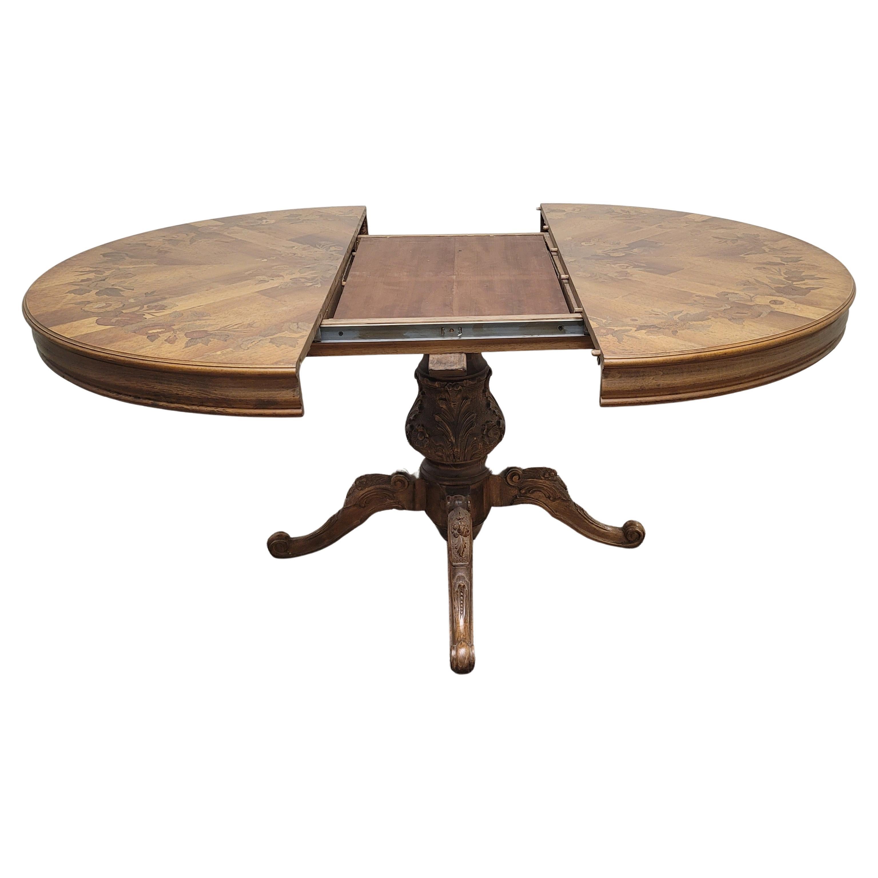 French Provincial Marquetry Inlaid Mixed Fruitwood Breakfast / Dining Table For Sale 3