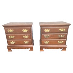 Pair of Antique Chippendale Cherry Bedside Chest of Drawer Nightstand