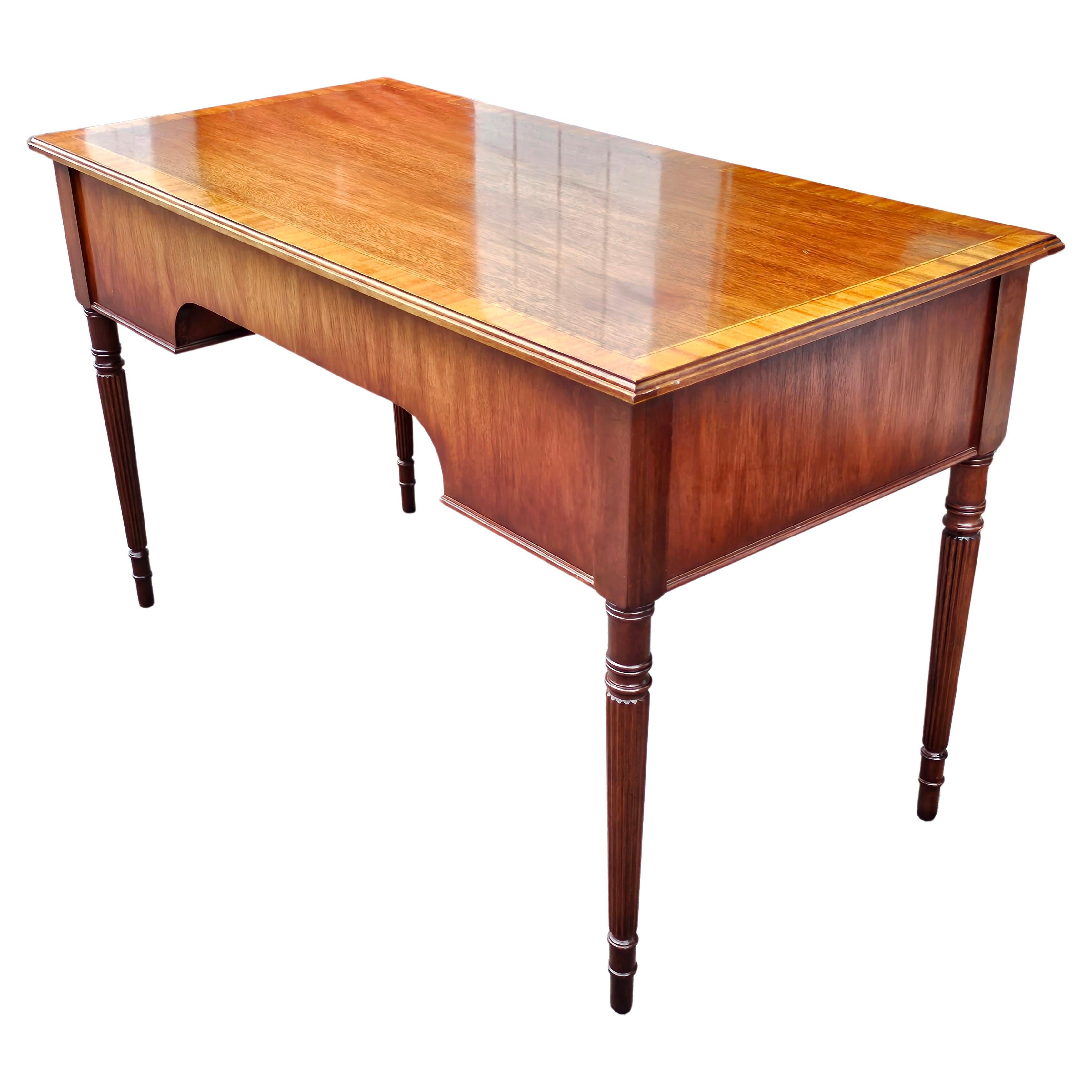 Mid-Century Modern Mid-C. National Mount Airy Mahogany with Satinwood and Ebony Inlays Writing Desk For Sale