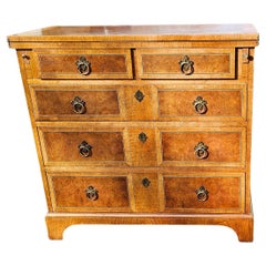 Baker Furniture Burl Mahogany & Satinwood Inlay Fliptop 5 Drawer Secretary Chest